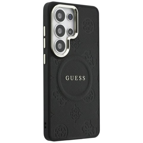 Guess nakładka Saffiano Peony Embossed Ring MagSafe do Samsung Galaxy S26 Ultra czarna