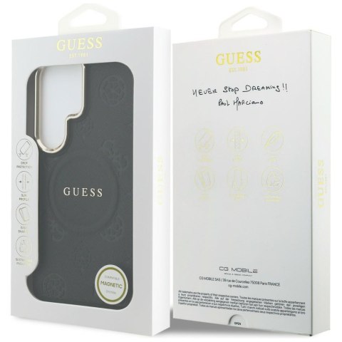 Guess nakładka Saffiano Peony Embossed Ring MagSafe do Samsung Galaxy S26 Ultra czarna