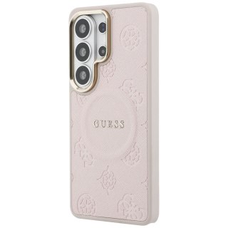 Guess nakładka Saffiano Peony Embossed Ring MagSafe do Samsung Galaxy S26 Ultra różowa