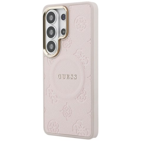 Guess nakładka Saffiano Peony Embossed Ring MagSafe do Samsung Galaxy S26 Ultra różowa