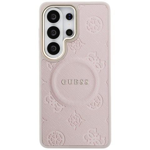 Guess nakładka Saffiano Peony Embossed Ring MagSafe do Samsung Galaxy S26 Ultra różowa
