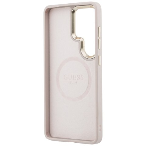 Guess nakładka Saffiano Peony Embossed Ring MagSafe do Samsung Galaxy S26 Ultra różowa