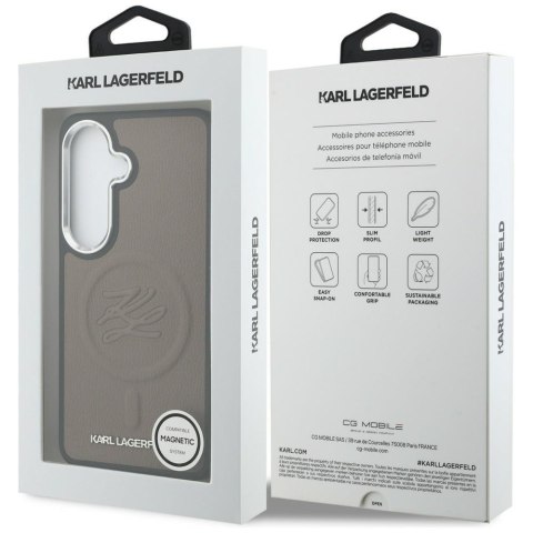 Karl Lagerfeld nakładka Embossed Ring Initials MagSafe do Samsung Galaxy S26 Plus brązowa