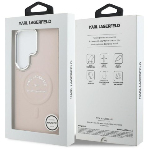 Karl Lagerfeld nakładka Embossed Ring RSG Logo MagSafe do Samsung Galaxy S26 Ultra różowa