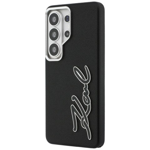 Karl Lagerfeld nakładka Grained Signature Metal Resin Logo do Samsung Galaxy S26 Ultra czarna