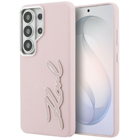 Karl Lagerfeld nakładka Grained Signature Metal Resin Logo do Samsung Galaxy S26 Ultra różowa