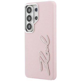 Karl Lagerfeld nakładka Grained Signature Metal Resin Logo do Samsung Galaxy S26 Ultra różowa