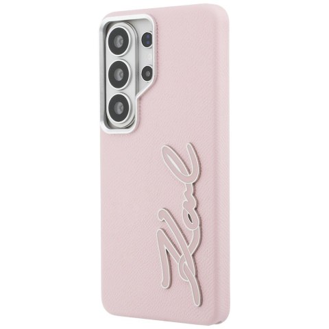 Karl Lagerfeld nakładka Grained Signature Metal Resin Logo do Samsung Galaxy S26 Ultra różowa