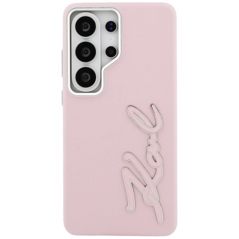 Karl Lagerfeld nakładka Grained Signature Metal Resin Logo do Samsung Galaxy S26 Ultra różowa