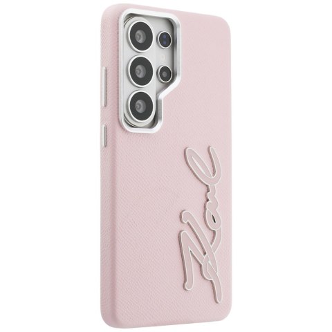 Karl Lagerfeld nakładka Grained Signature Metal Resin Logo do Samsung Galaxy S26 Ultra różowa