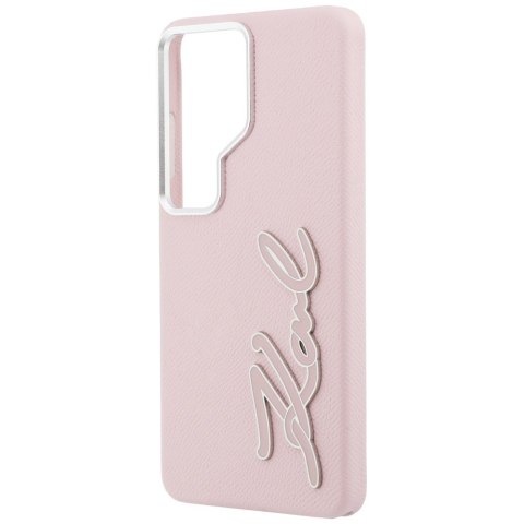 Karl Lagerfeld nakładka Grained Signature Metal Resin Logo do Samsung Galaxy S26 Ultra różowa