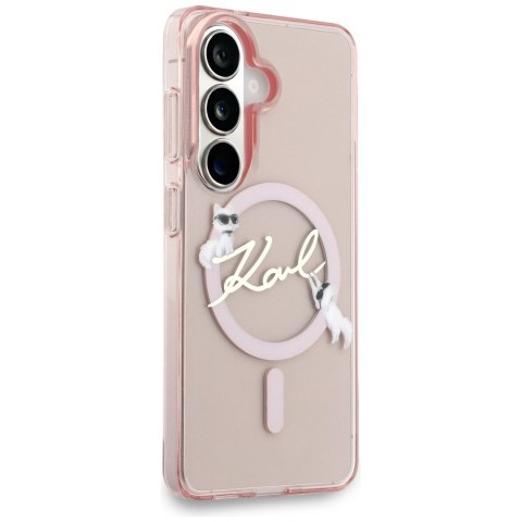 Karl Lagerfeld nakładka IML KC Script MagSafe do Samsung Galaxy S26 różowa