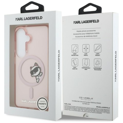 Karl Lagerfeld nakładka IML Peekaboo Choupette MagSafe do Samsung Galaxy S26 różowa