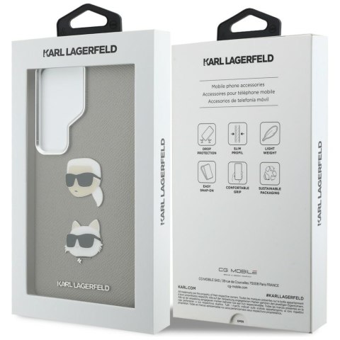 Karl Lagerfeld nakładka Saffiano Double Heads Metal do Samsung Galaxy S26 Ultra srebrna