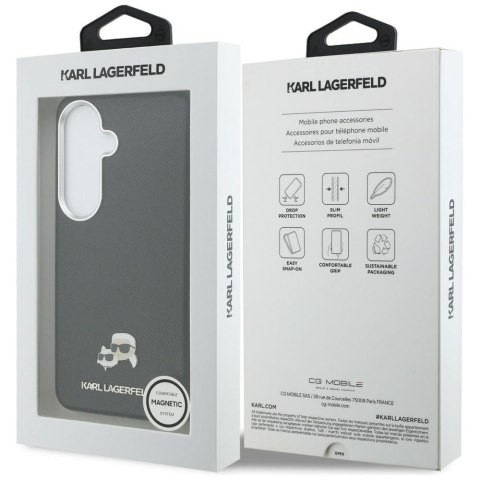 Karl Lagerfeld nakładka Saffiano KC Metal Logo MagSafe do Samsung Galaxy S26 Plus czarna