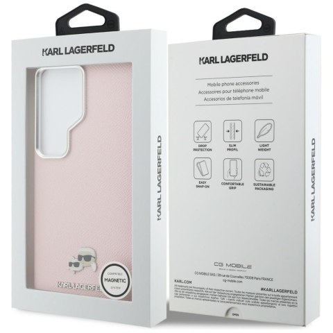 Karl Lagerfeld nakładka Saffiano KC Metal Logo MagSafe do Samsung Galaxy S26 Ultra różowa