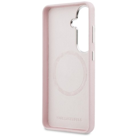 Karl Lagerfeld nakładka Saffiano KC Metal Logo MagSafe do Samsung Galaxy S26 różowa