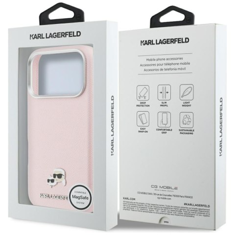 Karl Lagerfeld nakładka do iPhone 17 Pro 6,3" HC MAGSAFE PU FW W/ K&C HEAD PIN różowa