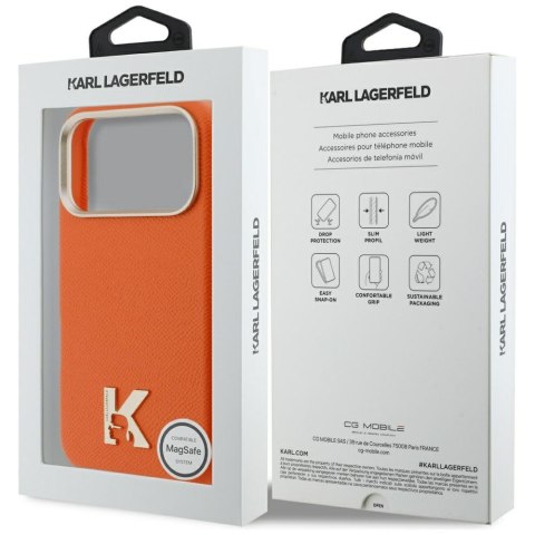 Karl Lagerfeld nakładka do iPhone 17 Pro 6,3" HC MAGSAFE PU FW W/ KHEAD LOGO pomarańczowa