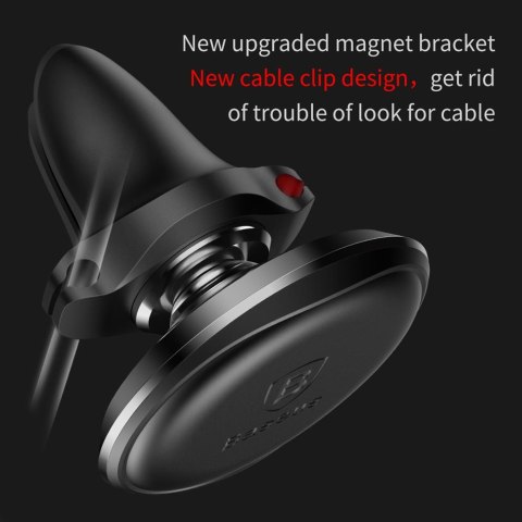 Baseus uchwyt samochodowy magnetyczny z klipsem na kabel czarny new2 do kratki Baseus uchwyt samochodowy magnetyczny z klipsem na kabel czarny new2 do kratki