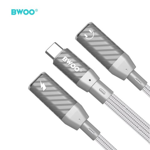 BWOO BZ68 adapter 2w1 USB-C - 2x USB-C szary
