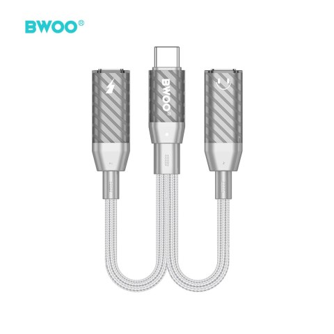 BWOO BZ68 adapter 2w1 USB-C - 2x USB-C szary