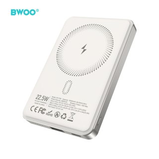 BWOO P82 BO power bank 10000mah 15w ładowanie bezprzewodowe jasnoszary