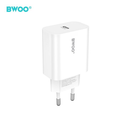 BWOO ładowarka sieciowa CDA233 PD 20W 1x USB-C biała + kabel USB-C - USB-C