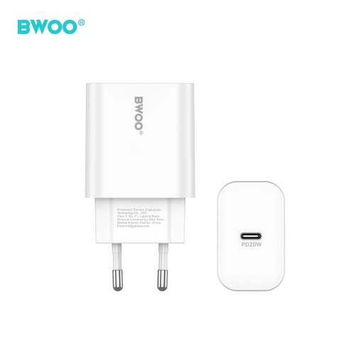 BWOO ładowarka sieciowa CDA233 PD 20W 1x USB-C biała + kabel USB-C - lightning