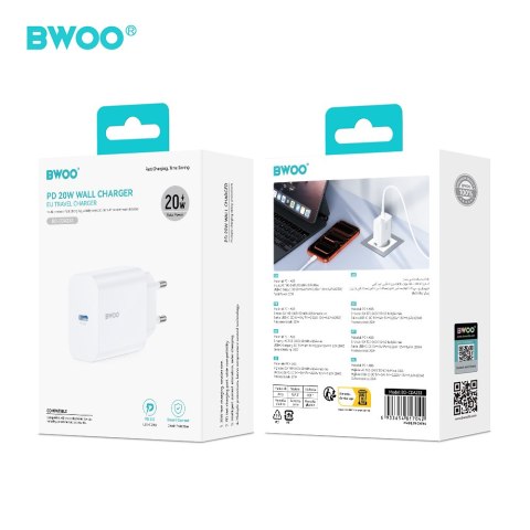 BWOO ładowarka sieciowa CDA233 PD 20W 1x USB-C biała