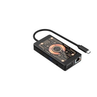 QUALO Transparent HUB USB-C HDMI z funkcją ładowarki bezprzewodowej QTPB5-HUB-18 czarny