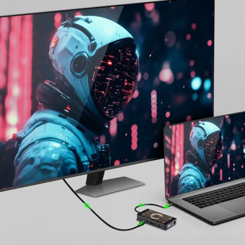 QUALO Transparent HUB USB-C HDMI z funkcją ładowarki bezprzewodowej QTPB5-HUB-18 czarny