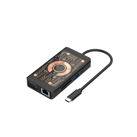 QUALO Transparent HUB USB-C HDMI z funkcją ładowarki bezprzewodowej QTPB5-HUB-18 czarny