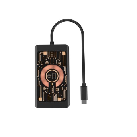 QUALO Transparent HUB USB-C HDMI z funkcją ładowarki bezprzewodowej QTPB5-HUB-18 czarny