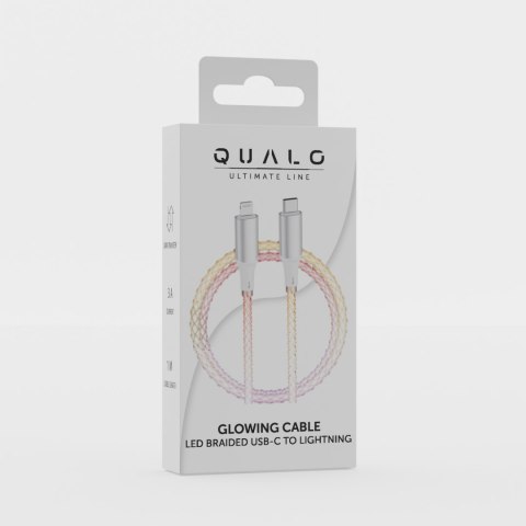QUALO kabel świecący USB-C-Lightning 1M 3A biało/srebrny QCS-CL-00
