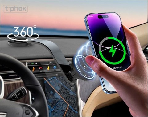 Uchwyt samochodowy T-PHOX MAG ON 15W MAGNETIC WIRELESS BLACK