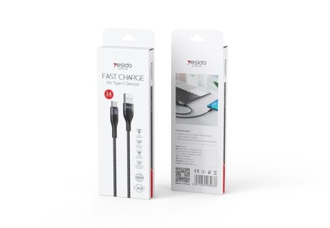 Yesido Kabel CA121 18W USB-Type-C 1m 2A, BLACK / CZARNY