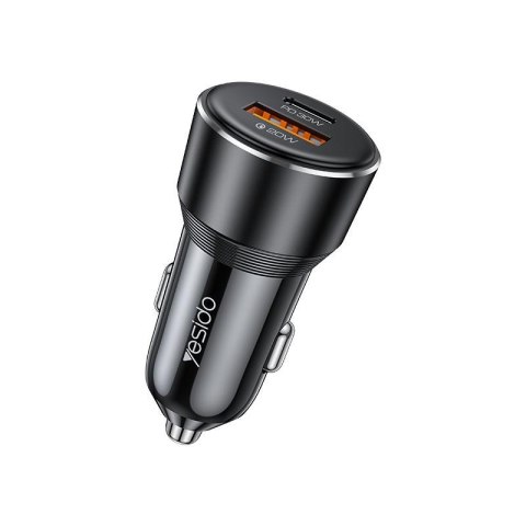 Yesido ładowarka samochodowa Y64 50W Fast Charging USB-A+C, BLACK / CZARNY