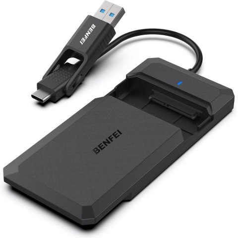BENFEI obudowa dysku SSD do USB-C / USB-A 2.5 cala SATA SSD obsługa UASP SATA III czarna ze zintegrowanym kablem