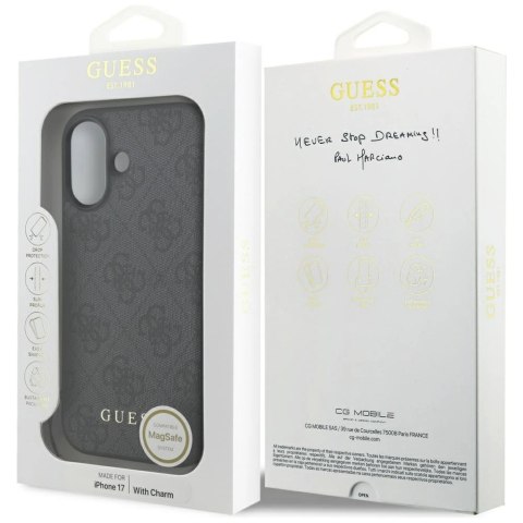 Etui Guess 4G Charms Collection MagSafe na iPhone 17 - czarne