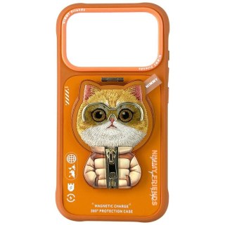 Etui Nimmy Cool&Cute 2.0 Cat na iPhone 17 Pro Max z magnetyczną zawieszką - pomarańczowe