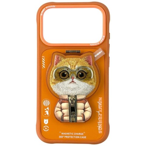 Etui Nimmy Cool&Cute 2.0 Cat na iPhone 17 Pro Max z magnetyczną zawieszką - pomarańczowe