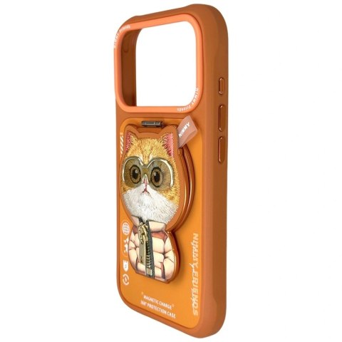 Etui Nimmy Cool&Cute 2.0 Cat na iPhone 17 Pro Max z magnetyczną zawieszką - pomarańczowe