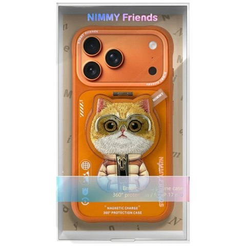 Etui Nimmy Cool&Cute 2.0 Cat na iPhone 17 Pro Max z magnetyczną zawieszką - pomarańczowe