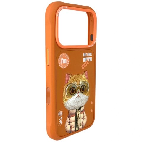 Etui Nimmy Cool&Cute 2.0 Cat na iPhone 17 Pro - pomarańczowe