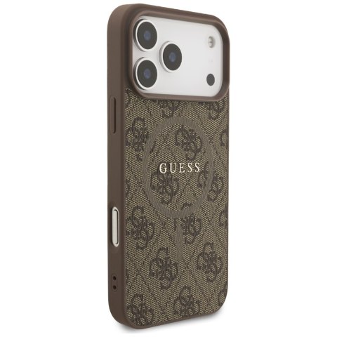 Etui Guess 4G Ring Classic Logo MagSafe do iPhone 17 Pro Max brązowy