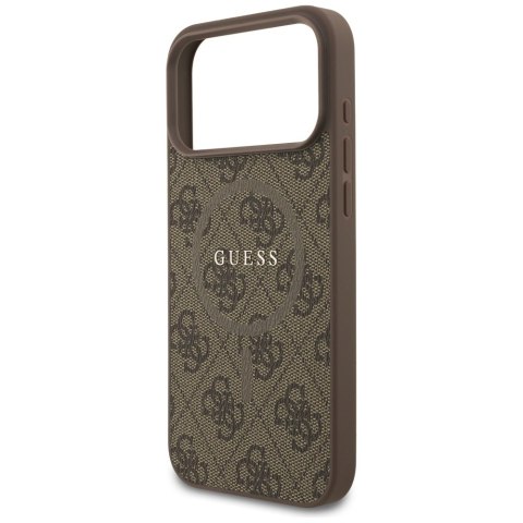 Etui Guess 4G Ring Classic Logo MagSafe do iPhone 17 Pro Max brązowy