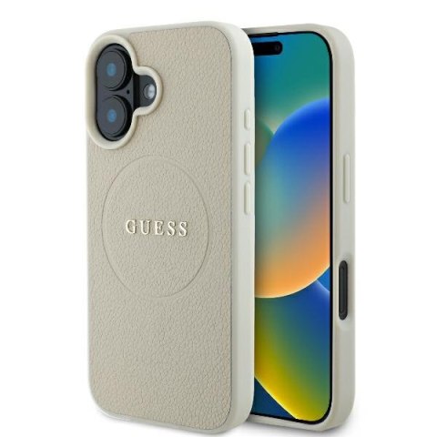 Guess GUHMP16SPGHSMME iPhone 16 beżowy/beige hardcase Grained Ring MagSafe