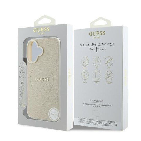 Guess GUHMP16SPGHSMME iPhone 16 beżowy/beige hardcase Grained Ring MagSafe