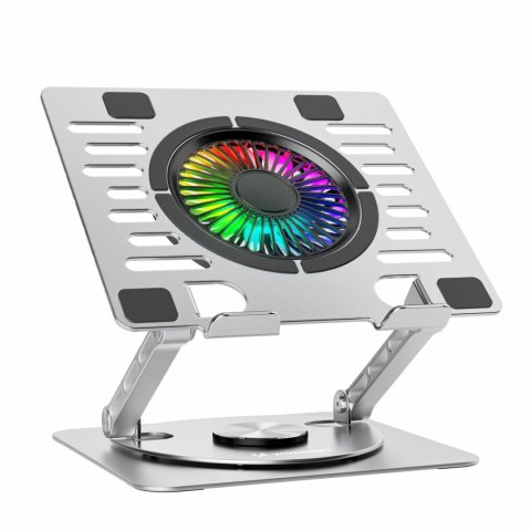 Podstawka Wozinsky WDCX-X16-AS CoolBase RGB chłodząca z obrotem 360° pod laptopa i tablet - srebrna